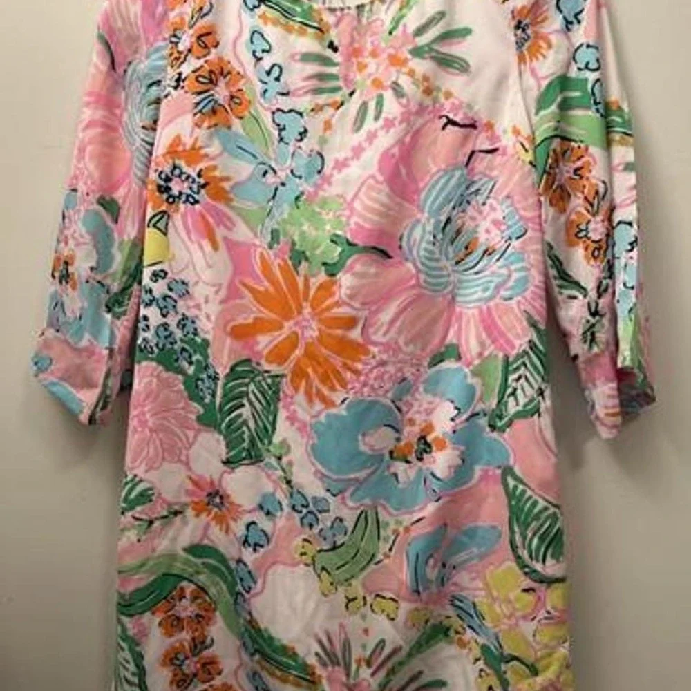 Lilly Pulitzer Floral Womens Lightweight Beachwear Dress‎ Coverup Sz XS